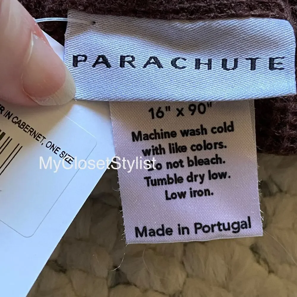 Parachute LINEN Waffle Table Runner Cabernet NWT! New Tags OS 16